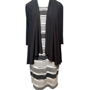 R & M RICHARDS Dress with attached cardigan Striped print Size 12 Like new